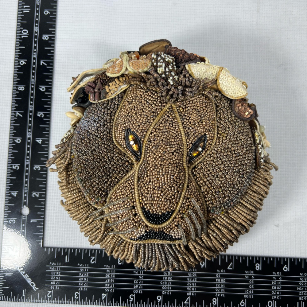 Mary Frances Beaded Lion Face Novelty Clutch Crossbody Purse - Picture 8 of 8